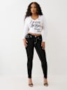 CRYSTAL LOGO V NECK LONG SLEEVE TEE