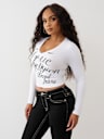 CRYSTAL LOGO V NECK LONG SLEEVE TEE