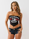 LOGO STRAPLESS SCARF TOP