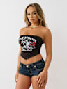 LOGO STRAPLESS SCARF TOP