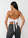 LOGO STRAPLESS SCARF TOP