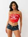 LOGO STRAPLESS SCARF TOP