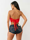 LOGO STRAPLESS SCARF TOP