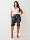 PLUS RILEY MID RISE DISTRESSED SUPER T BERMUDA SHORT