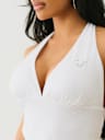 CRYSTAL PLUNGE HALTER TOP