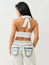 CRYSTAL PLUNGE HALTER TOP