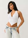 CRYSTAL PLUNGE HALTER TOP