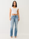 JEANS CORTE DE BOTA BECCA DE TIRO MEDIO CON CRISTAL