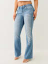 JEANS CORTE DE BOTA BECCA DE TIRO MEDIO CON CRISTAL