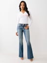 JOEY MID RISE BIG T CROSS FLARE JEAN