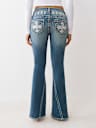 JOEY MID RISE BIG T CROSS FLARE JEAN