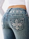 JOEY MID RISE BIG T CROSS FLARE JEAN