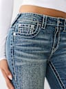 JOEY MID RISE BIG T CROSS FLARE JEAN