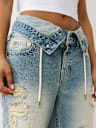 BOBBI DOUBLE WAISTBAND DISTRESSED BAGGY JEAN
