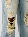 BOBBI DOUBLE WAISTBAND DISTRESSED BAGGY JEAN