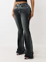 RUCHED MID RISE FLARE JEAN