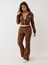 SUDADERA CON CAPUCHA ENCOGIDA CON ESTAMPADO DE LEOPARDO Y CRISTAL BIG T