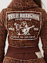 SUDADERA CON CAPUCHA ENCOGIDA CON ESTAMPADO DE LEOPARDO Y CRISTAL BIG T