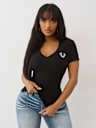 CRYSTAL BUDDHA GRAPHIC V-NECK TEE