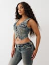 LACE UP DENIM VEST