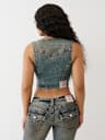 LACE UP DENIM VEST