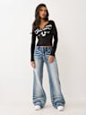 RIBBED V NOTCH LONG SLEEVE TEE