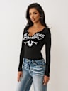 RIBBED V NOTCH LONG SLEEVE TEE