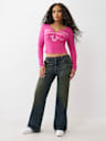 RIBBED V NOTCH LONG SLEEVE TEE