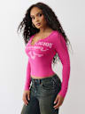 RIBBED V NOTCH LONG SLEEVE TEE