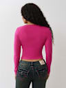 RIBBED V NOTCH LONG SLEEVE TEE