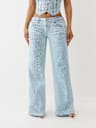 BOBBI FOILED LEOPARD LOW RISE BAGGY JEAN