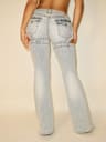 TRUE RELIGION X BELLA DOÑA MID RISE CUT OUT FLARE JEAN