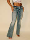 TRUE RELIGION X BELLA DOÑA JOEY LOW RISE BIG T FLARE JEAN