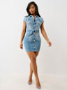 BELTED DENIM DRESS