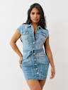 BELTED DENIM DRESS