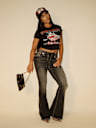 TRUE RELIGION X BELLA DOÑA CRYSTAL LOWRIDER BABY TEE