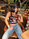 TRUE RELIGION X BELLA DOÑA CRYSTAL CROPPED TANK