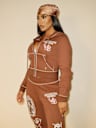 TRUE RELIGION X BELLA DOÑA CRYSTAL SHRUNKEN ZIP HOODIE
