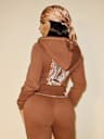 TRUE RELIGION X BELLA DOÑA CRYSTAL SHRUNKEN ZIP HOODIE