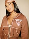 TRUE RELIGION X BELLA DOÑA CRYSTAL SHRUNKEN ZIP HOODIE