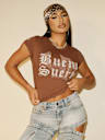 TRUE RELIGION X BELLA DOÑA CRYSTAL BUENA SUERTE BABY TEE