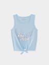 GIRLS IRIDESCENT WINGED LOGO TIE TANK TOP