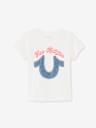 CAMISETA CON PARCHE DE MEZCLILLA Y HERRADURA PARA NIÑA