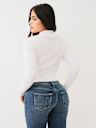 RIB COLLAR ZIP SWEATER