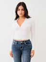 RIB COLLAR ZIP SWEATER