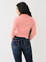RIB COLLAR ZIP SWEATER