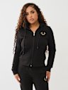 CRYSTAL METALLIC LOGO ZIP HOODIE