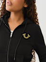 CRYSTAL METALLIC LOGO ZIP HOODIE