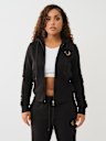CRYSTAL METALLIC LOGO ZIP HOODIE