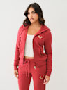 CRYSTAL METALLIC LOGO ZIP HOODIE